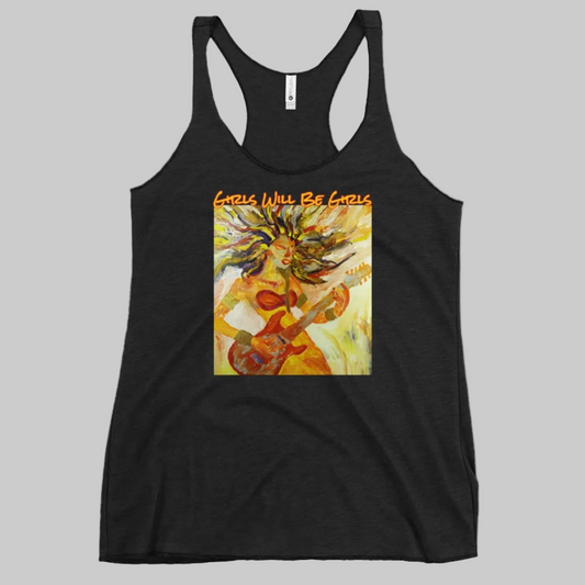 Medusa Tank Top, Rocking Guitar, Racerback, Raw Edge Seams