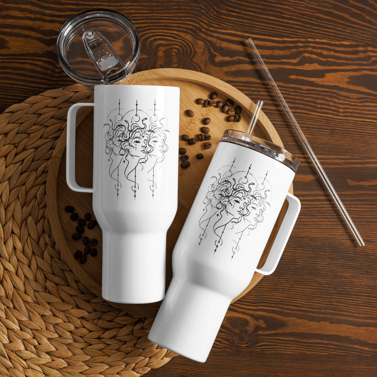 Medusa Stainless Steel Travel Mug, 25 oz and 40 oz