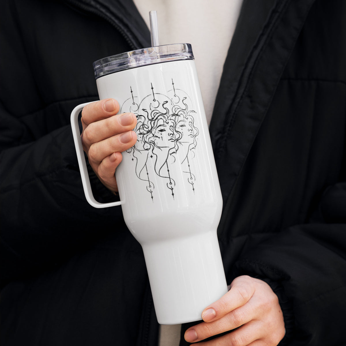 Medusa Stainless Steel Travel Mug, 25 oz and 40 oz