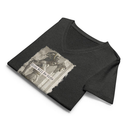 Medusa Shirt, Girls Will Be Girls V-Neck, Soft Combed Cotton T-Shirt
