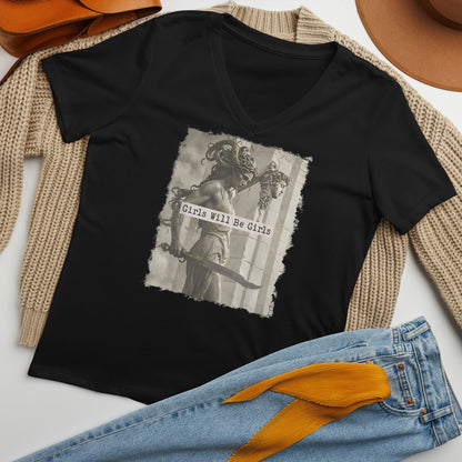 Girls Will Be Girls Medusa V-Neck Tee