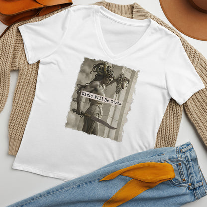 Girls Will Be Girls Medusa V-Neck Tee